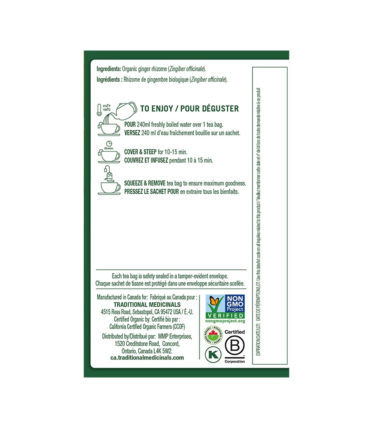 Organic Ginger 16 Tea Bags | Safest & Easiest Shopping Vitamins Online | VITASHOP