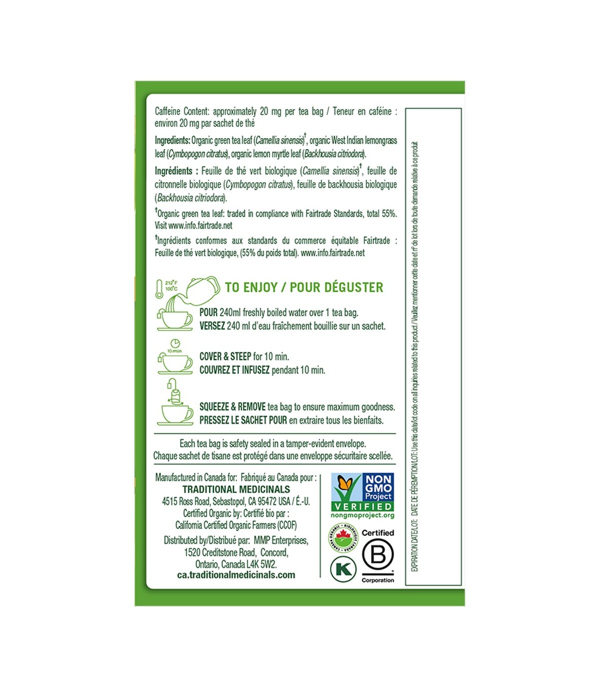Traditional Medicinals Organic Green Tea With Lemongrass 16 Tea Bags | Unbeatable Prices, Daily Deals | VITASHOP