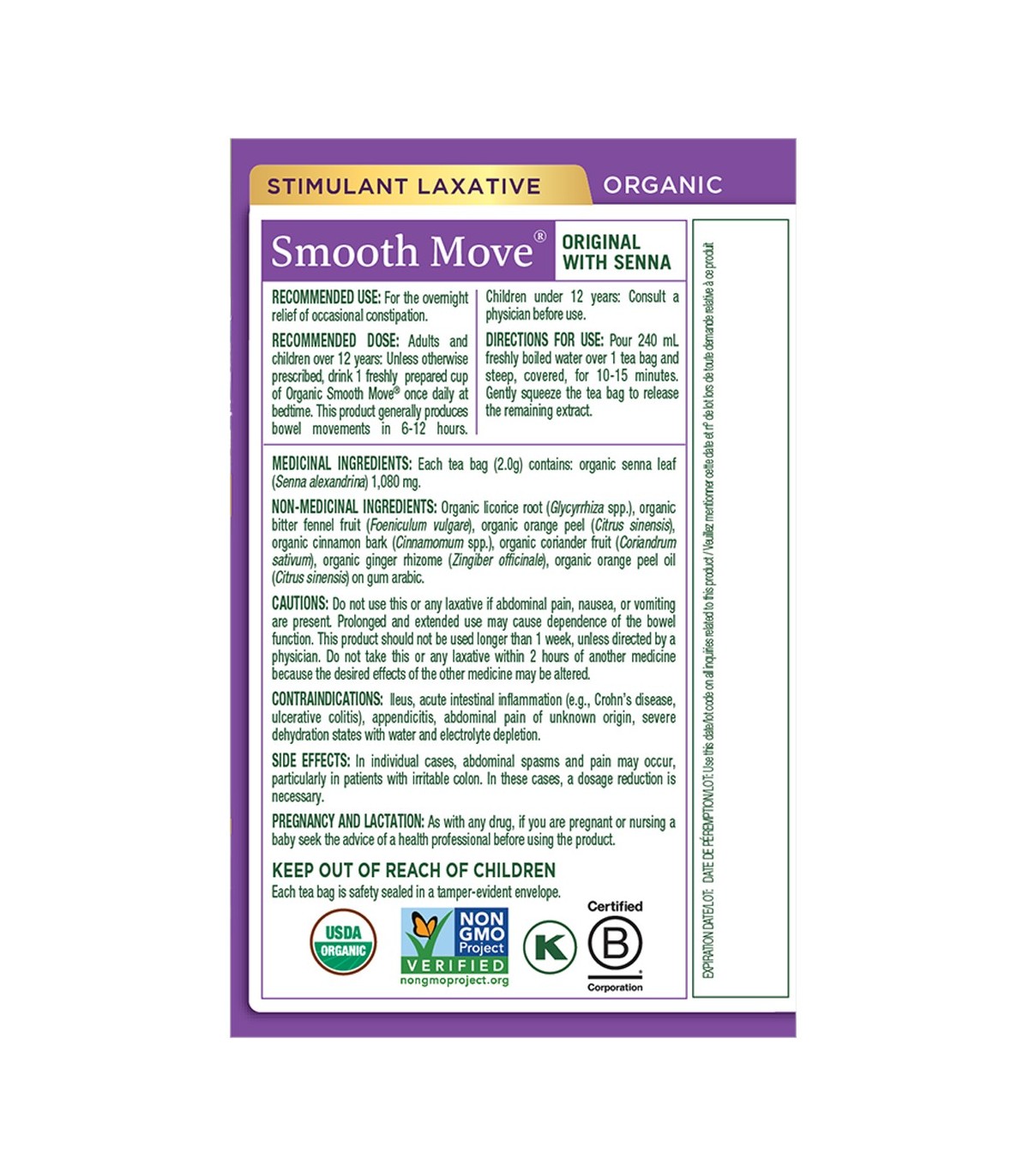 Organic Smooth Move 16 Tea Bags | Safest & Easiest Shopping Vitamins Online | VITASHOP
