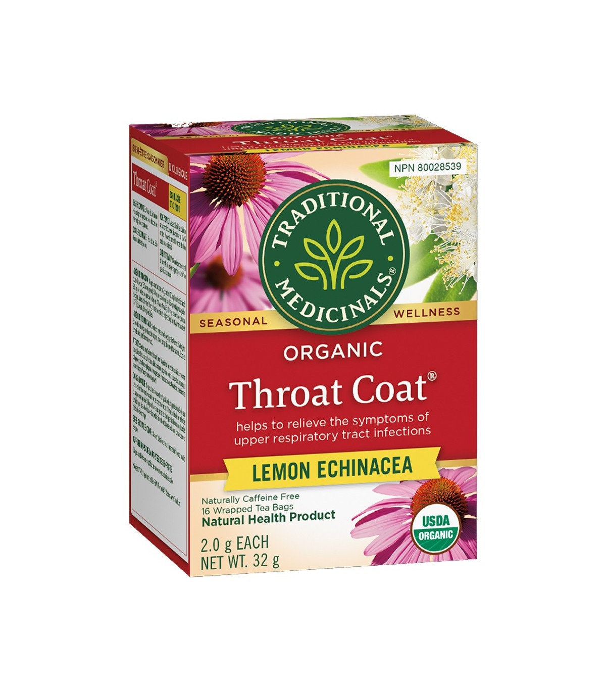 Traditional Medicinals Throat Coat Lemon Echinacea 16 Tea Bags | 每天不同折扣, 全网最低价格 | 种类齐全的保健品店铺 VITASHOP, 只有你想不到, 没有你买不到 !
