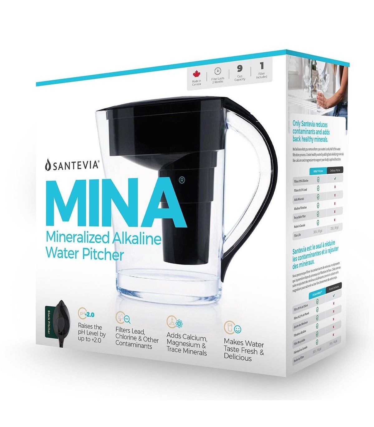 MINA Pitcher Black | Safest & Easiest Shopping Vitamins Online | VITASHOP