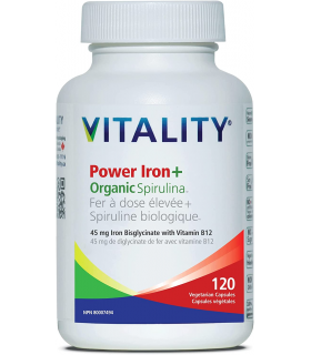 VITALITY Power Iron + Organic Spirulina 120 Vegi Capsules | Unbeatable Prices, Daily Deals | VITASHOP