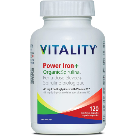 VITALITY Power Iron + Organic Spirulina 120 Vegi Capsules | Unbeatable Prices, Daily Deals | VITASHOP