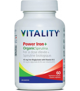 VITALITY Power Iron + Organic Spirulina 60 Vegi Capsules | Unbeatable Prices, Daily Deals | VITASHOP