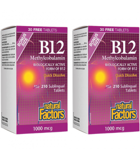 Natural Factors [2 for Deal] 내추럴 팩터스 B12 메틸코발라민 1000mcg, 설하정 210정 | 매일 업데이트되는 특가 상품 | VITASHOP