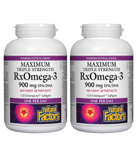 [2 for Deal] RxOmega-3 Maximum Triple Strength 900 mg, 150 gélules Enteripure | Safest & Easiest Shopping Vitamins Online | VITA