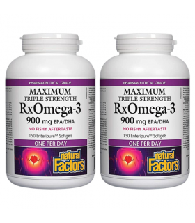 [2 for Deal] RxOmega-3 Maximum Triple Strength 900 mg, 150 gélules Enteripure | Safest & Easiest Shopping Vitamins Online | VITA