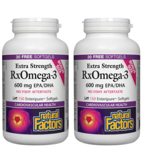 Natural Factors [2 for Deal] RxOmega-3 - Extra Strength 600 mg, 150 Enteripure Softgels | Unbeatable Prices, Daily Deals | VITAS