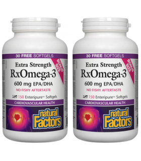 [2 for Deal] RxOmega-3 - Extra Strength 600 mg, 150 gélules Enteripure | Safest & Easiest Shopping Vitamins Online | VITASHOP