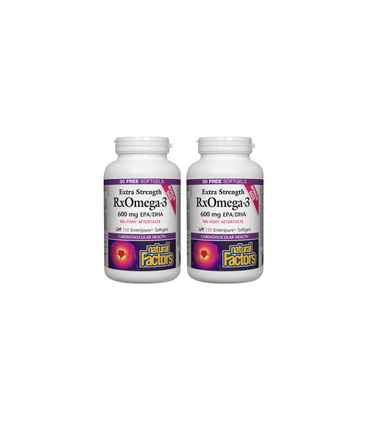 Natural Factors [2 for Deal] RxOmega-3 - Extra Strength 600 mg, 150 Enteripure Softgels | Unbeatable Prices, Daily Deals | VITAS