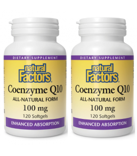 Natural Factors [2 for Deal] 내추럴 팩터스 코엔자임 Q10 100% 천연 100mg, 소프트젤 120정 | 매일 업데이트되는 특가 상품 | VITASHOP