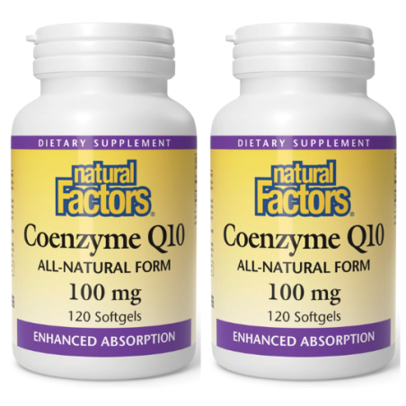 Natural Factors [2 for Deal] 내추럴 팩터스 코엔자임 Q10 100% 천연 100mg, 소프트젤 120정 | 매일 업데이트되는 특가 상품 | VITASHOP