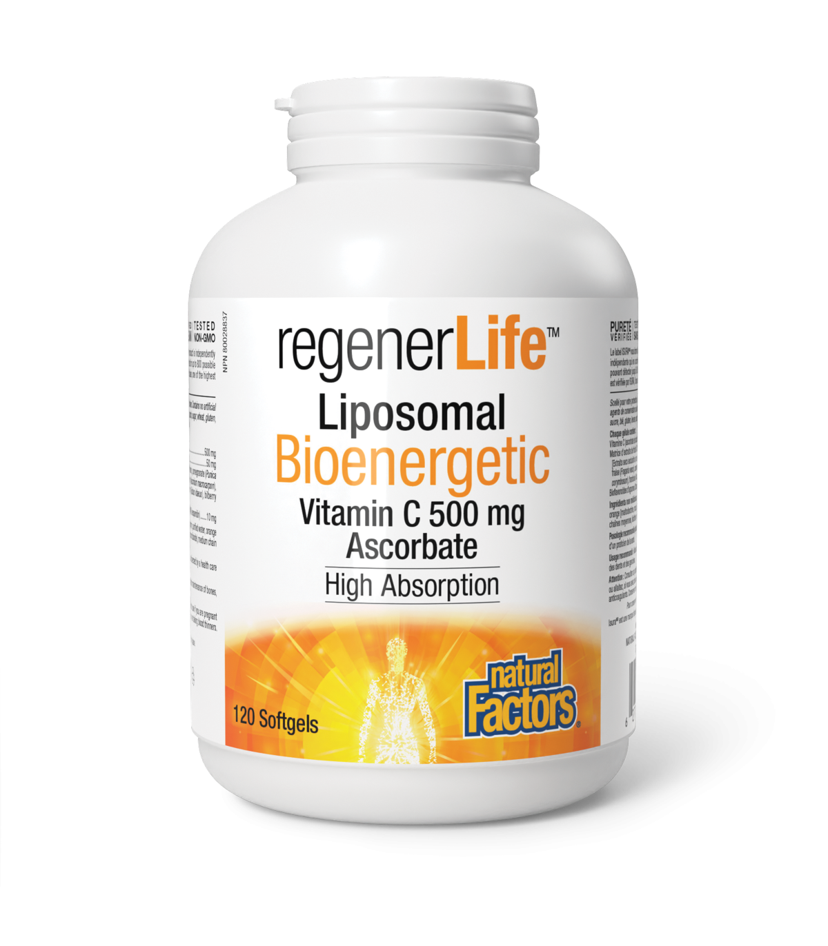 Natural Factors RegenerLife Liposomal Bioenergetic Vitamin C 500 mg 120 Softgels | Unbeatable Prices, Daily Deals | VITASHOP