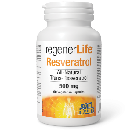 Natural Factors RegenerLife Resveratrol 500 mg 60 Vegetarian Capsules | Unbeatable Prices, Daily Deals | VITASHOP