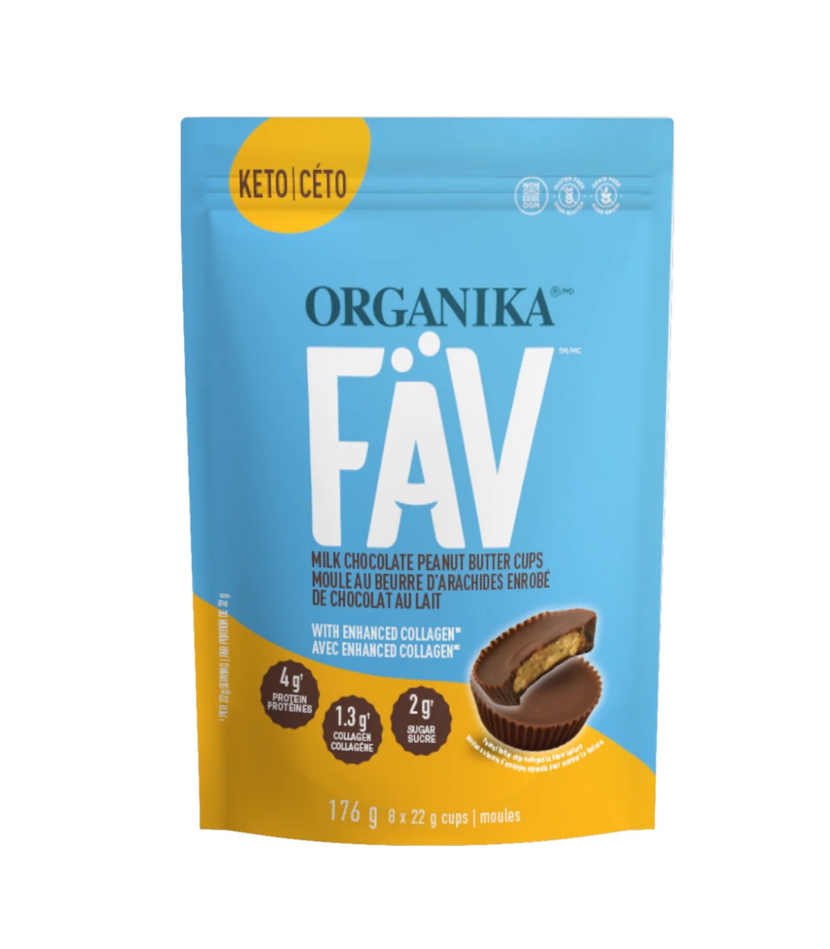 FAV Milk Chocolate Peanut Butter Cups with Enhanced Collagen 8 Cups Pouch