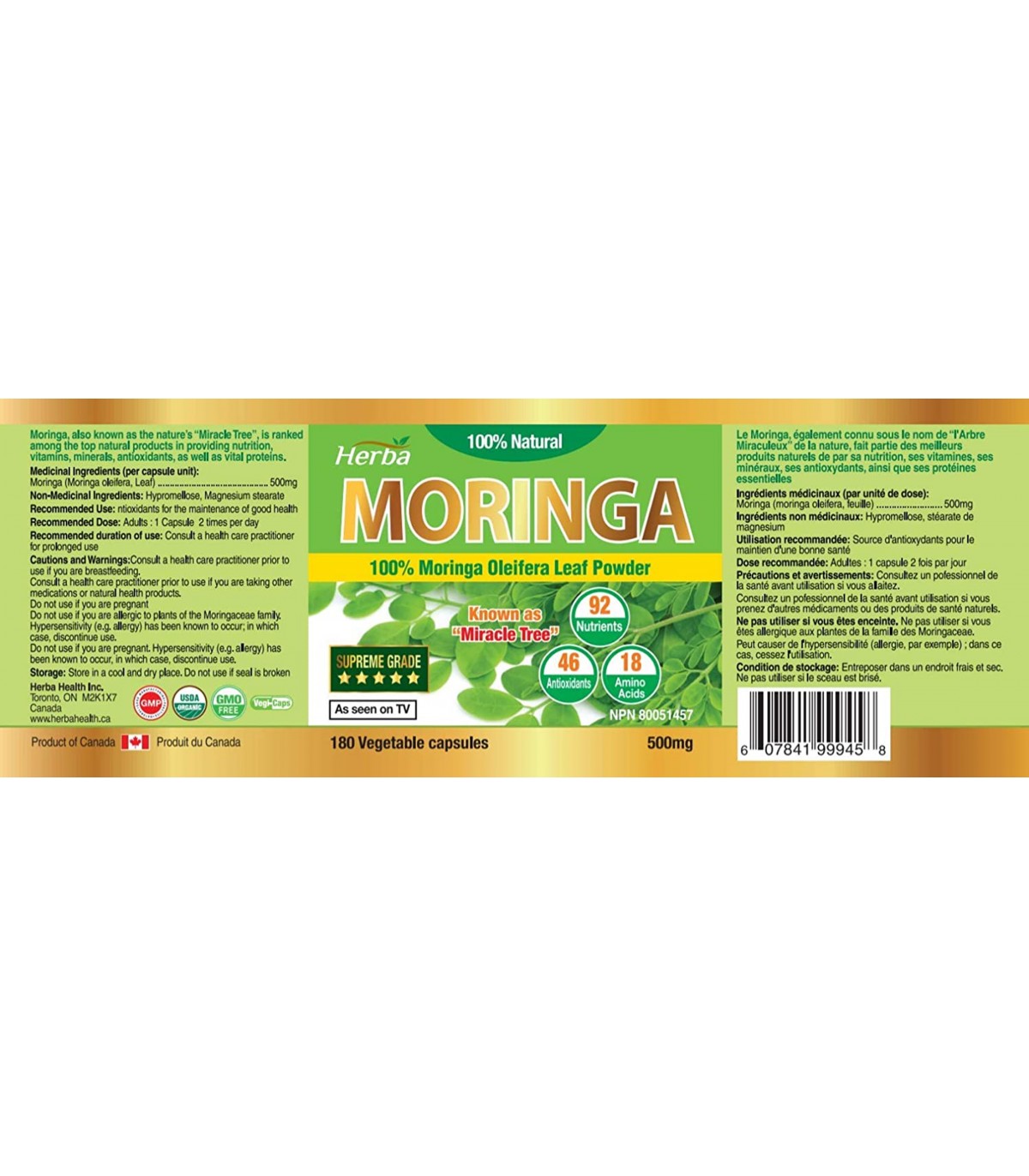Herba Health Moringa 180 Vegi Capsules