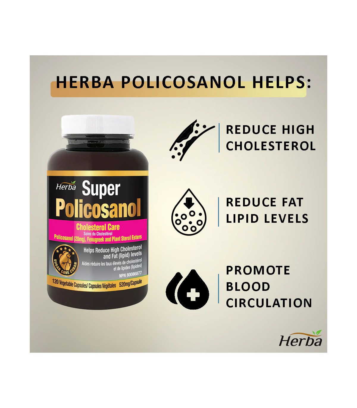 Herba Health Super Policosanol 120 Vegi Capsules | Unbeatable Prices, Daily Deals | VITASHOP