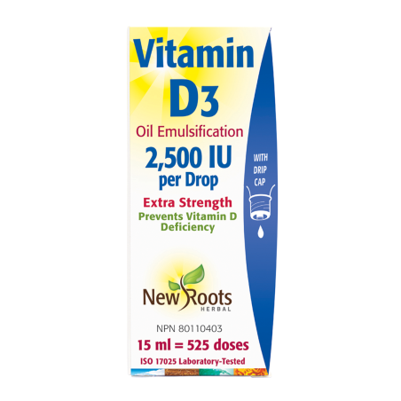 New Roots 뉴 루츠 비타민 D3 오일 한 방울당 2,500 IU 엑스트라 스트렝스 15mL | 매일 업데이트되는 특가 상품 | VITASHOP