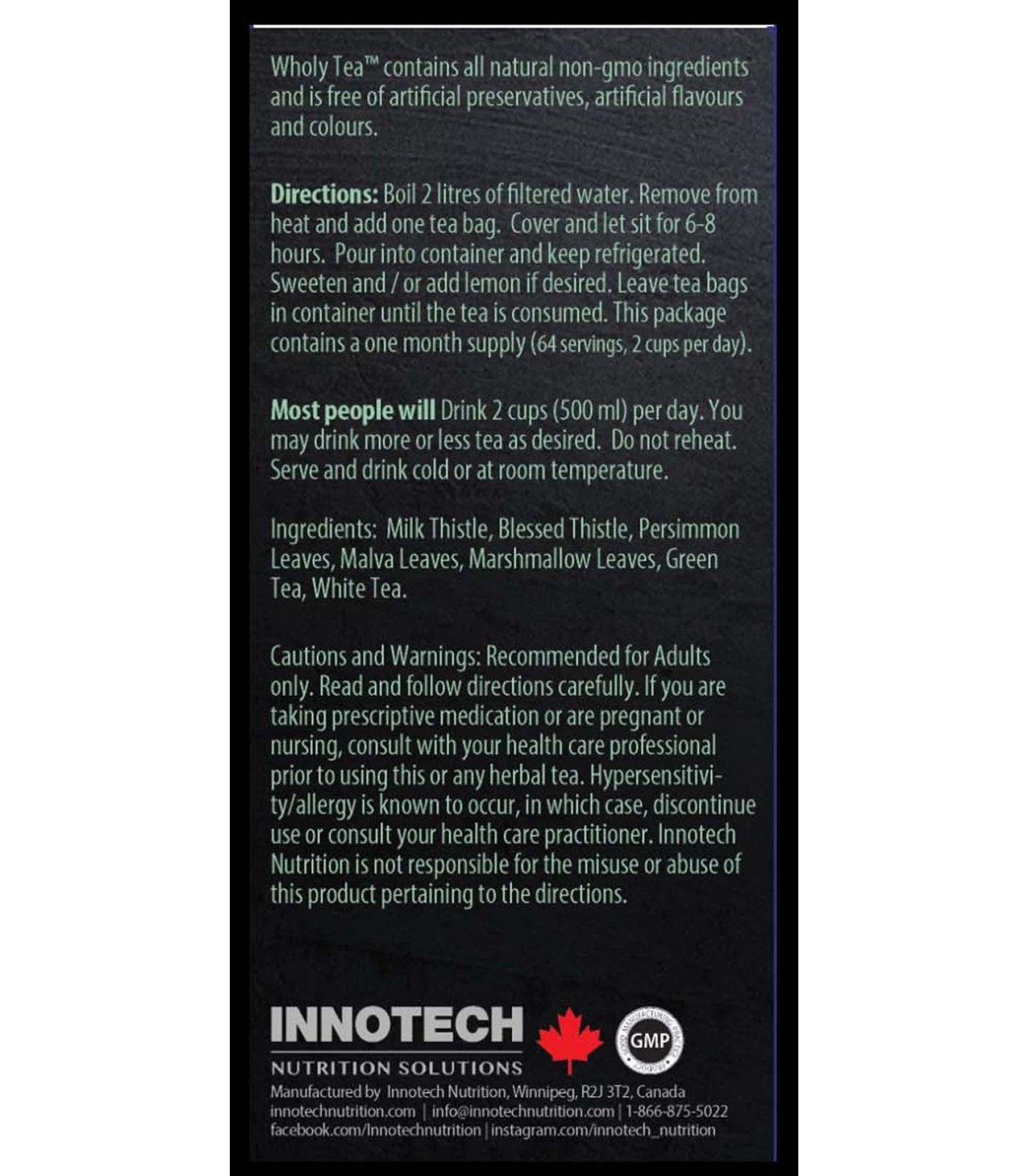 Innotech Nutrition Wholy Tea Original (Green Box) 1 Month Supply + Free 1 Tea Bag | Unbeatable Prices, Daily Deals | VITASHOP