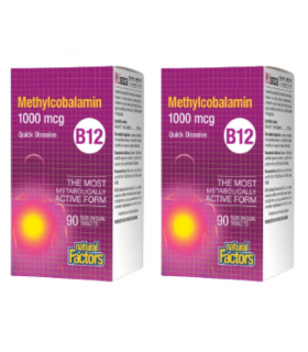 Natural Factors [2 for Deal] 내추럴 팩터스 B12 메틸코발라민 1000mcg, 설하정 90정 | 매일 업데이트되는 특가 상품 | VITASHOP