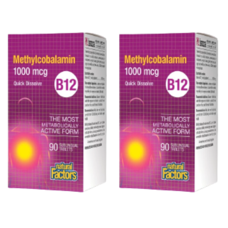 Natural Factors [2 for Deal] 내추럴 팩터스 B12 메틸코발라민 1000mcg, 설하정 90정 | 매일 업데이트되는 특가 상품 | VITASHOP