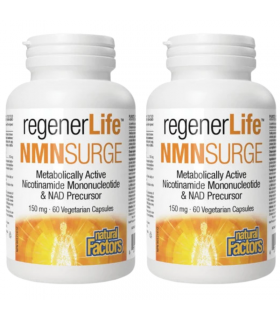 Natural Factors [2 for Deal] 내추럴 팩터스 RegeneLife NMNSurge 150 mg 60 식물성 캡슐 | 매일 업데이트되는 특가 상품 | VITASHOP