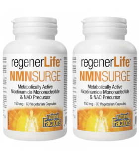 Natural Factors [2 for Deal] 내추럴 팩터스 RegeneLife NMNSurge 150 mg 60 식물성 캡슐 | 매일 업데이트되는 특가 상품 | VITASHOP
