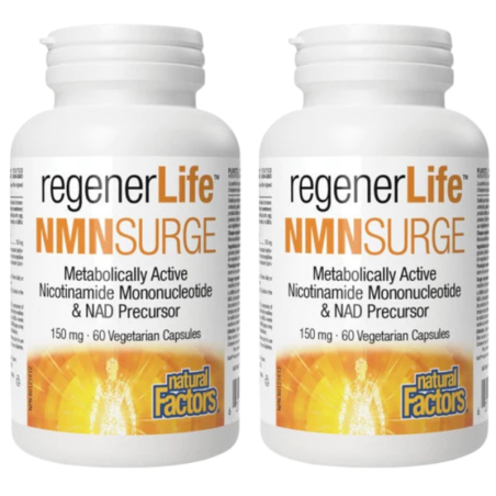 Natural Factors [2 for Deal] 내추럴 팩터스 RegeneLife NMNSurge 150 mg 60 식물성 캡슐 | 매일 업데이트되는 특가 상품 | VITASHOP