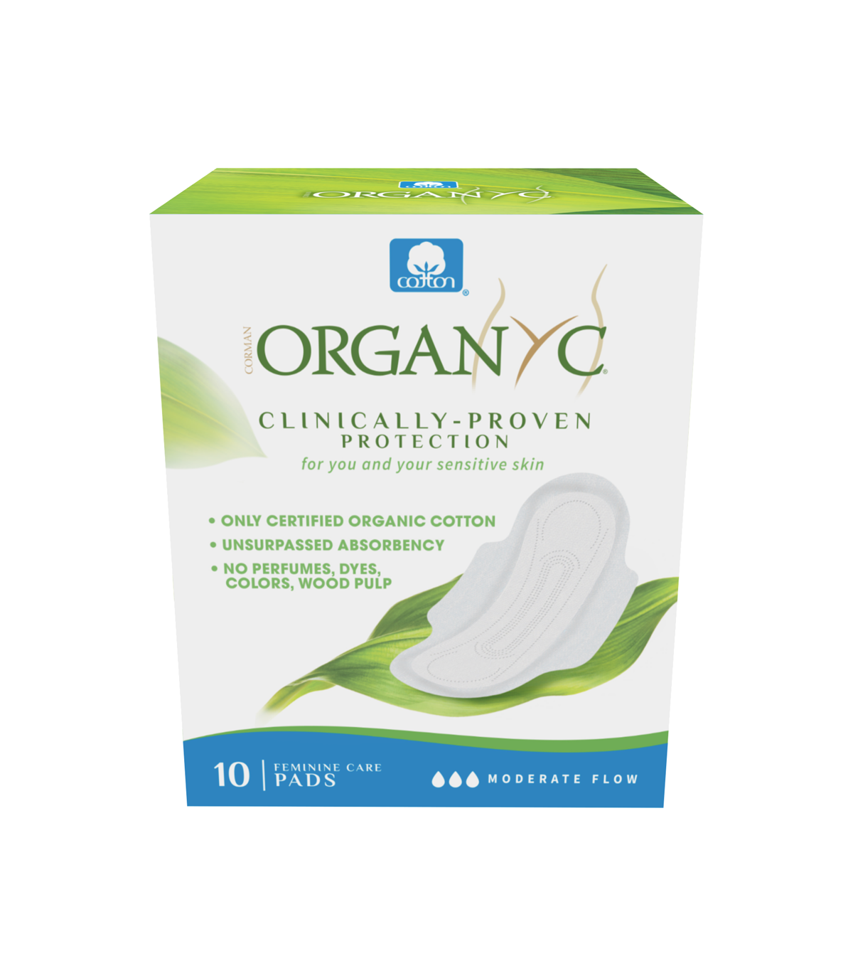 Organyc 오가니크 Organyc 유기농 중간 흐름 패드 10ct | 매일 업데이트되는 특가 상품 | VITASHOP