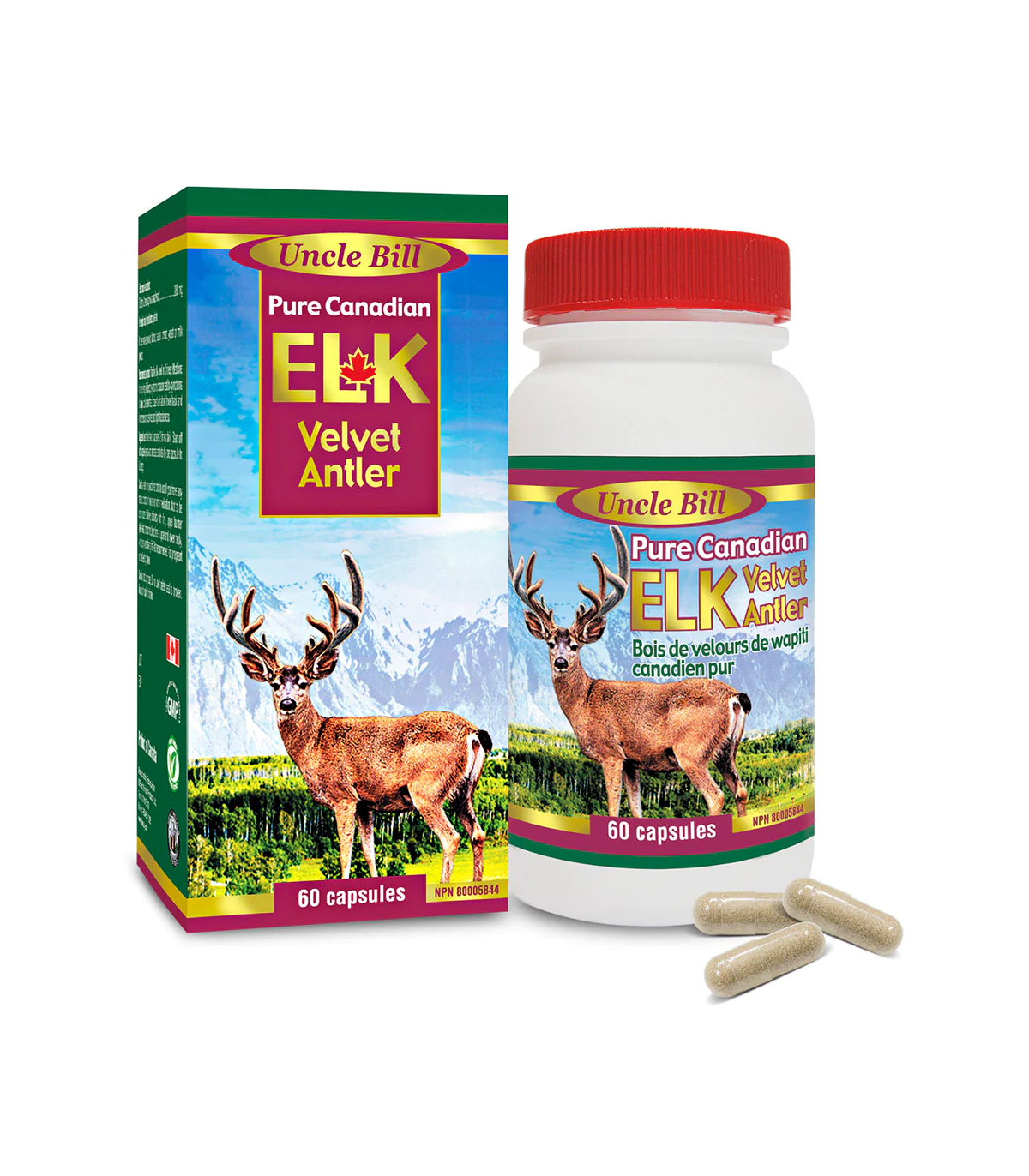 Bill Beauty & Health UNCLE BILL® Pure Canadian Elk Velvet Antler 280mg 60 Capsules. | 每天不同折扣, 全网最低价格 | 种类齐全的保健品店铺 VITASHOP, 只有你想