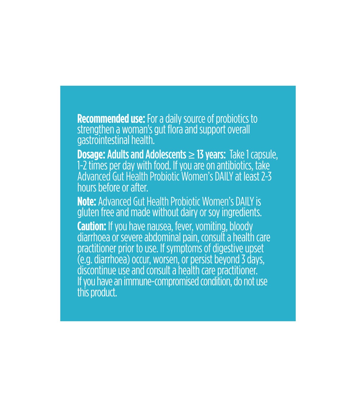Advanced Gut Health Daily Probiotics pour les femmes, 50 milliards d'UFC