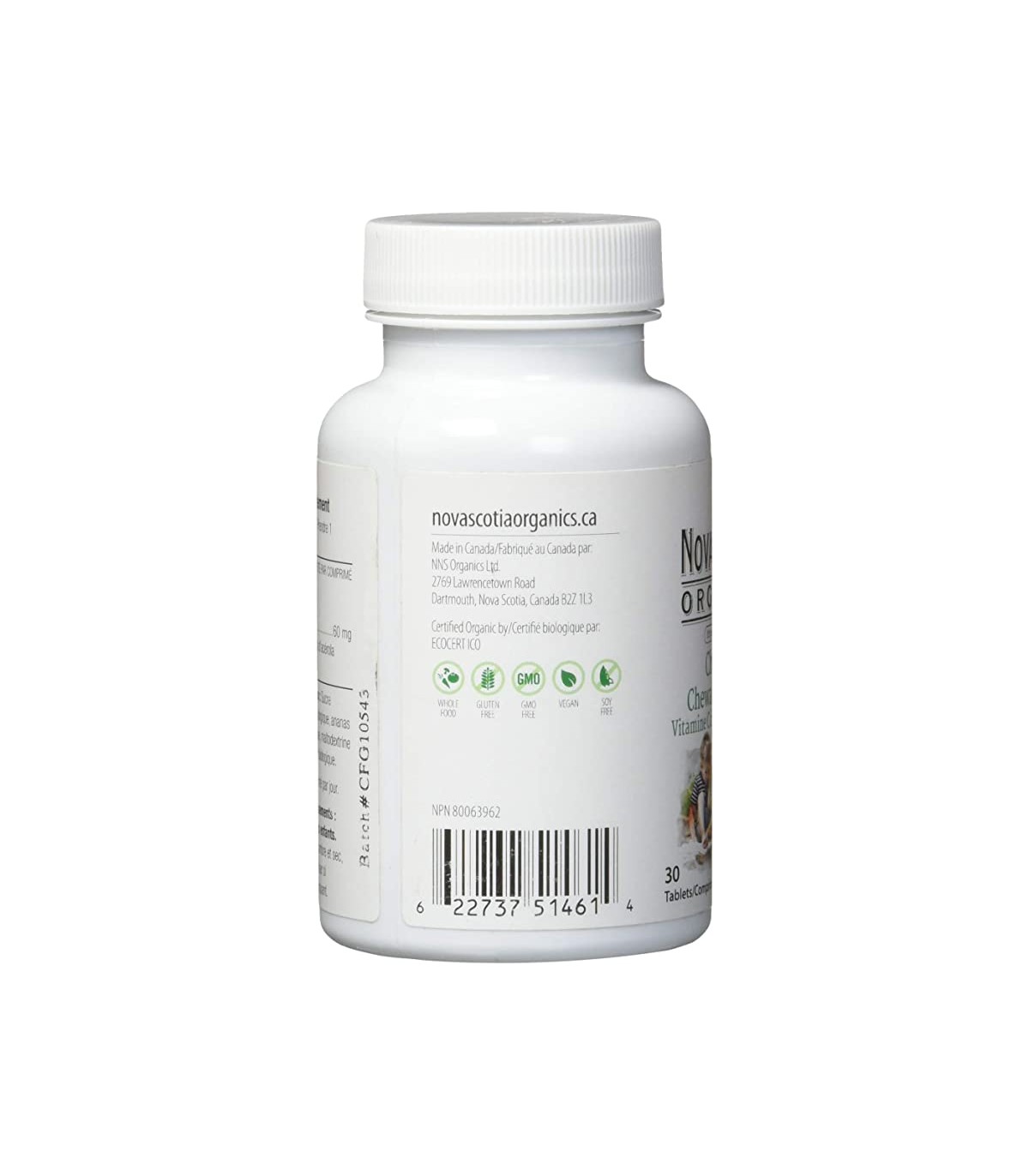 Vitamine C à croquer pour enfants Nova Scotia Organics - VITASHOP