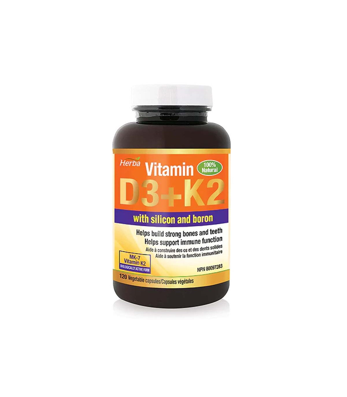 Herba Health Herba Vitamin D3 + K2 with Silicon and Boron - 120 vcaps | Unbeatable Prices, Daily Deals | VITASHOP