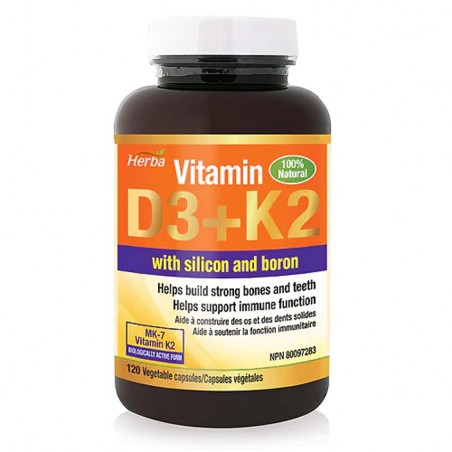 Herba Health Herba Vitamin D3 + K2 with Silicon and Boron - 120 vcaps | Unbeatable Prices, Daily Deals | VITASHOP