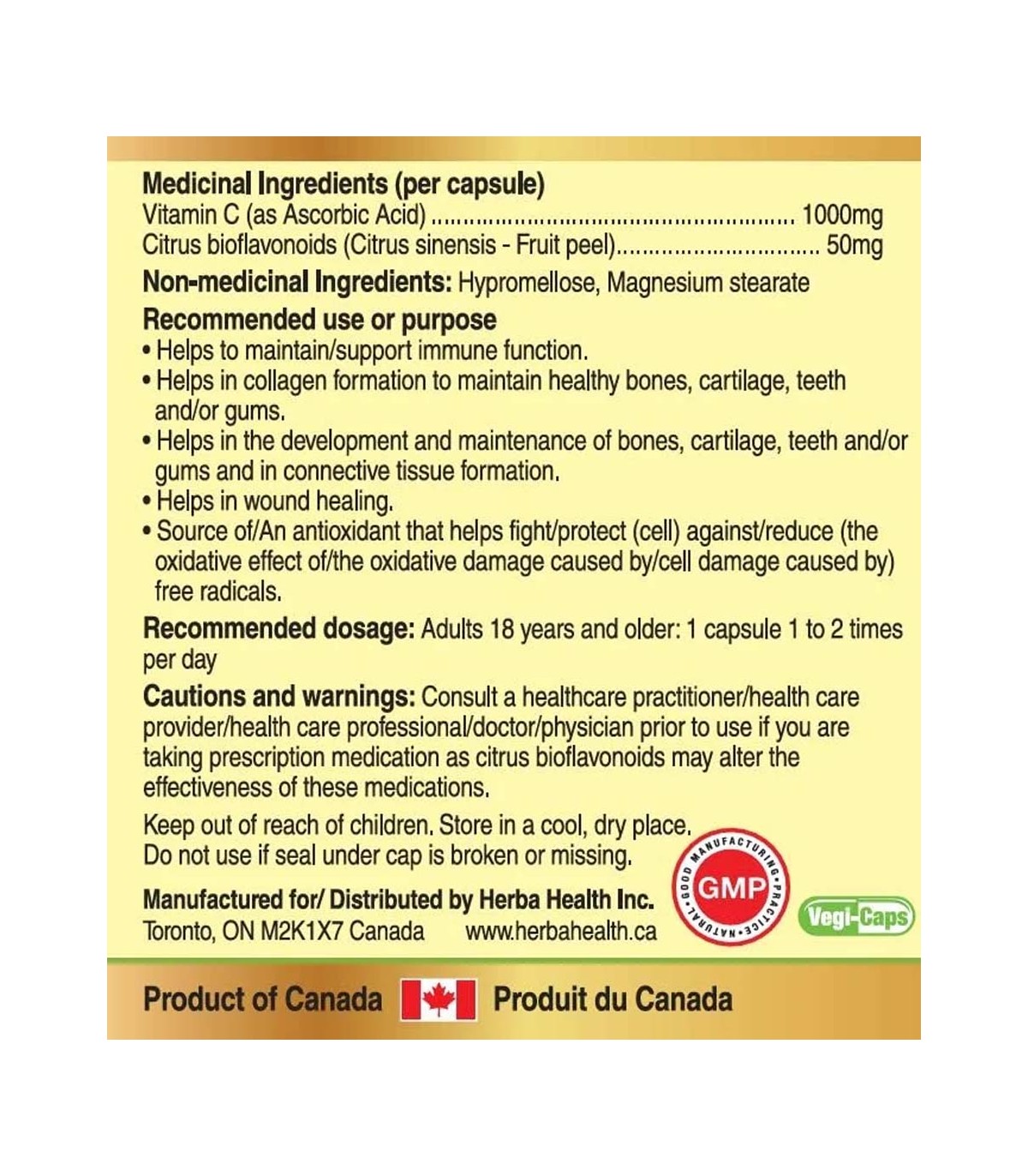 Herba Health Herba Vitamin C 500 mg 180 vcaps | Unbeatable Prices, Daily Deals | VITASHOP