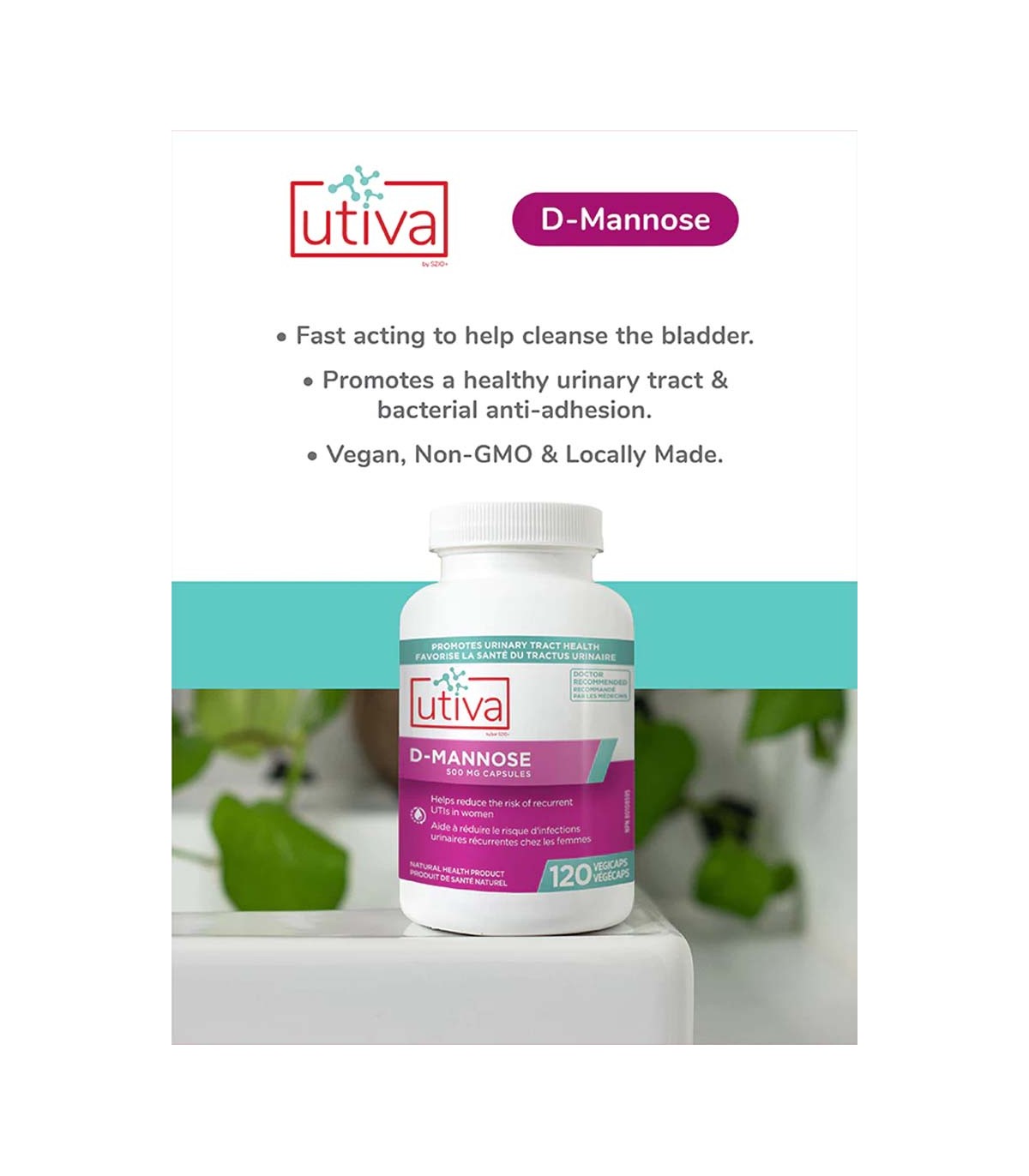 Utiva Utiva D-Mannose 120 Veggie Caps | 매일 업데이트되는 특가 상품 | VITASHOP