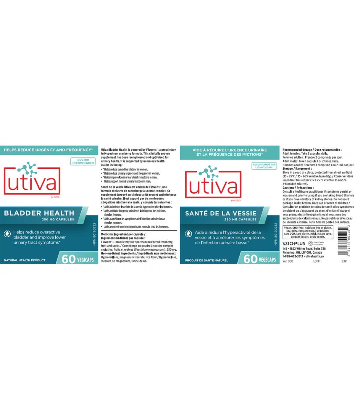 Utiva Utiva Bladder Health 60 Veggie Caps | Unbeatable Prices, Daily Deals | VITASHOP