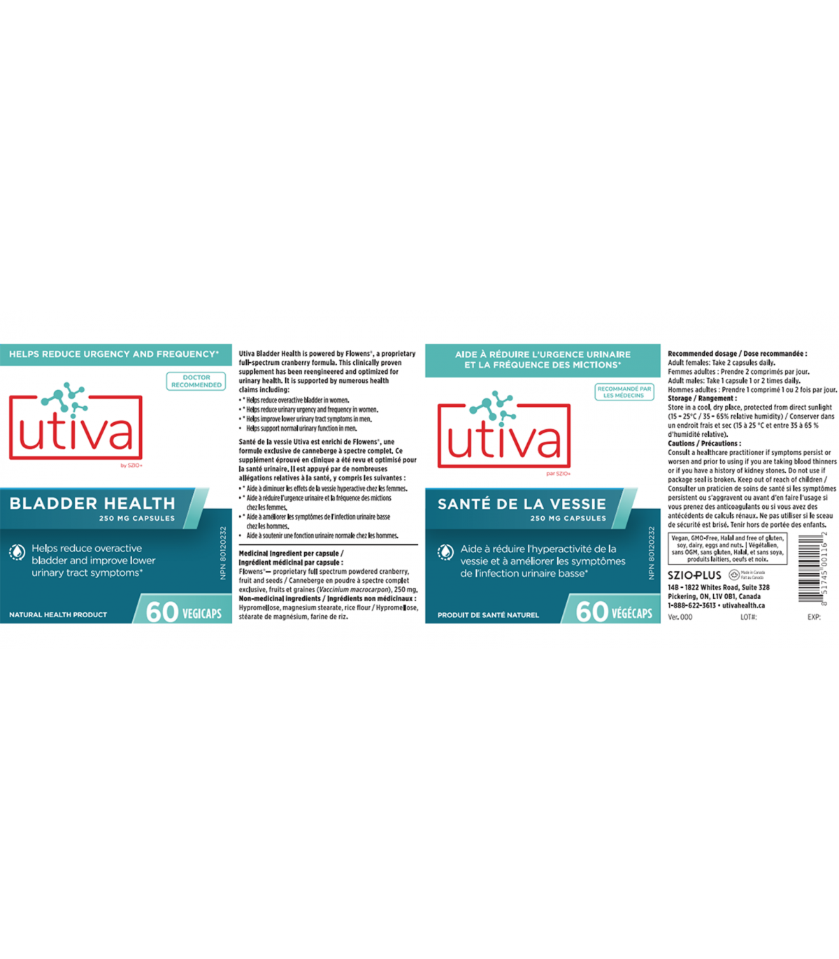 Utiva Utiva Bladder Health 60 Veggie Caps | Unbeatable Prices, Daily Deals | VITASHOP