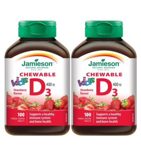 Jamieson [2 FOR DEAL] Vitamin D 400 IU Kids 100 Chewable Tablets | Unbeatable Prices, Daily Deals | VITASHOP