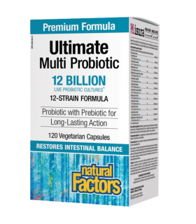 Natural Factors Ultimate Multi Probiotic 12 Billion Live Probiotic Cultures, 120 Vegetarian Capsules | Unbeatable Prices, Daily