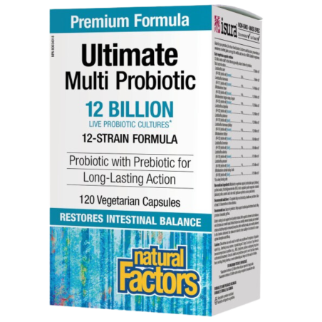 Natural Factors Ultimate Multi Probiotic 12 Billion Live Probiotic Cultures, 120 Vegetarian Capsules | Unbeatable Prices, Daily