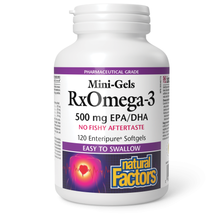 Natural Factors RxOmega-3 Mini-Gels 500 mg, 120 Enteripure Softgels | Unbeatable Prices, Daily Deals | VITASHOP