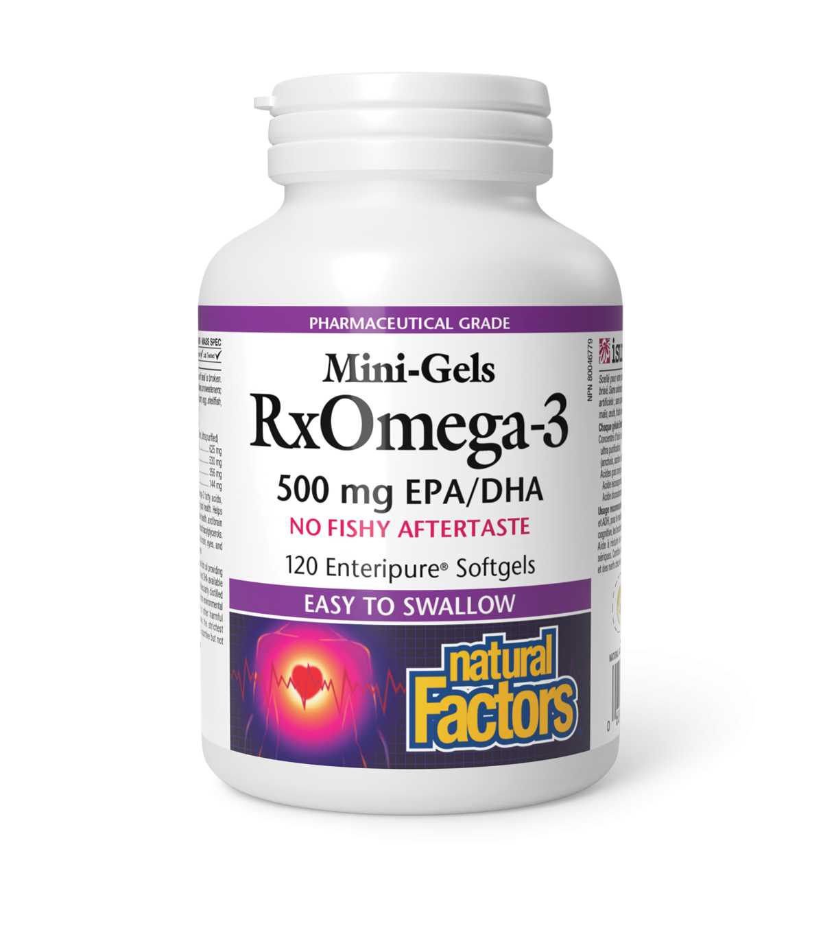 Natural Factors 내추럴 팩터스 RxOmega-3 미니젤 500 mg, 120 Enteripure Softgels | 매일 업데이트되는 특가 상품 | VITASHOP