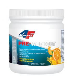 4EverFit Pre-Workout - All Natural, Creatine Free - Citrus Mango Blast 213 g