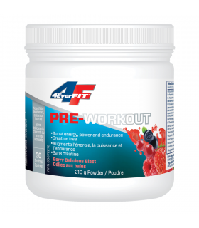 Prairie Naturals 4EverFit Pre-Workout - All Natural, Creatine Free - Berry Delicious Blast 210 g | Unbeatable Prices, Daily Deal