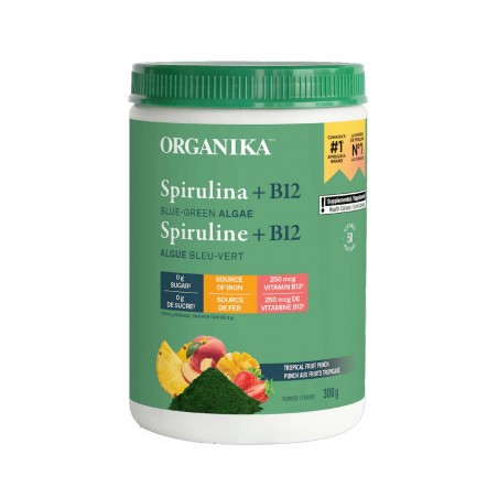 Organika Spirulina + B12 Tropical Fruit Punch 300 g | 매일 업데이트되는 특가 상품 | VITASHOP