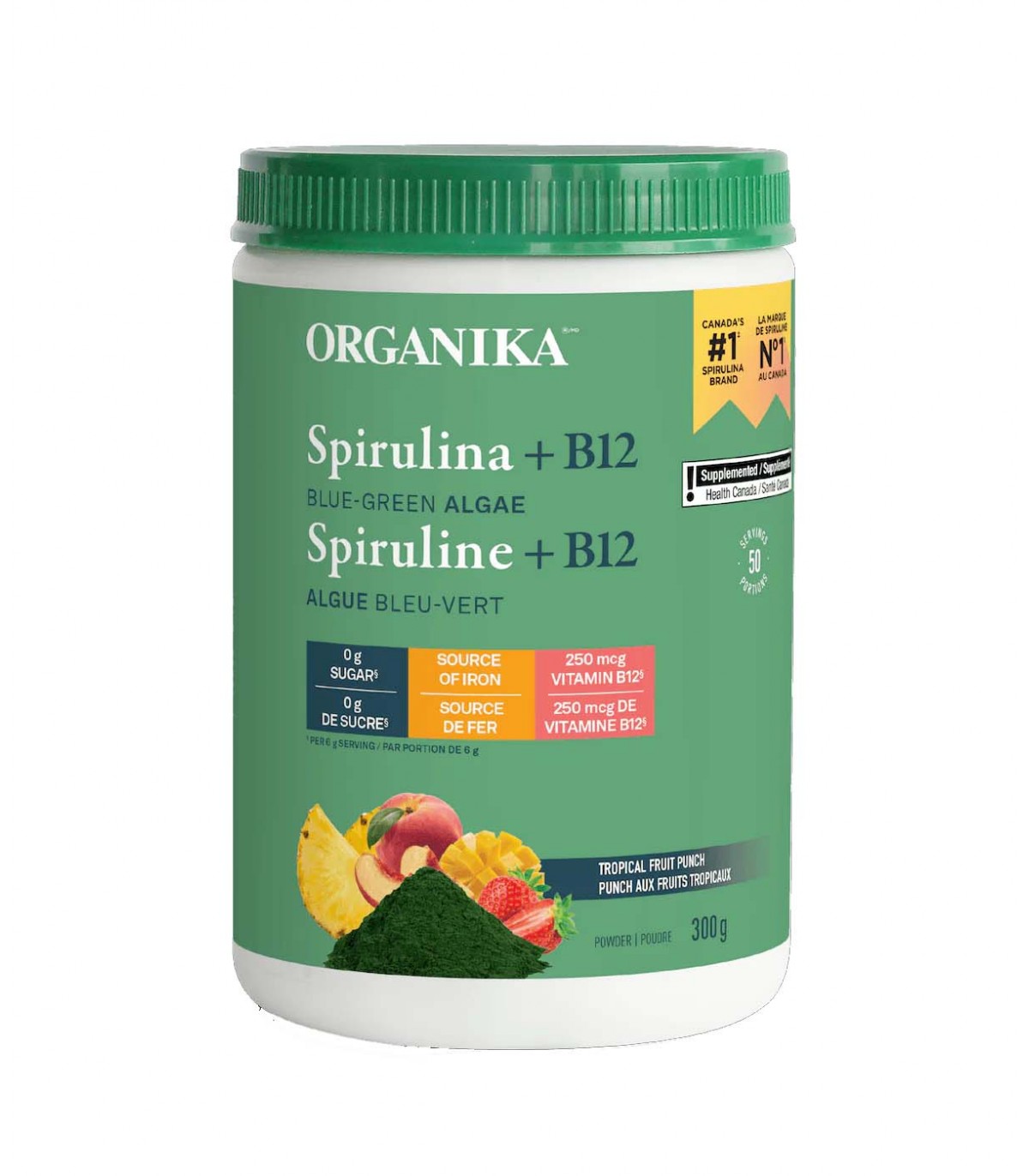 Organika Spirulina + B12 Tropical Fruit Punch 300 g | 매일 업데이트되는 특가 상품 | VITASHOP