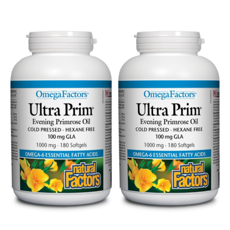 Natural Factors [2 FOR DEAL] OmegaFactors Ultra Prim Evening Primrose Oil 1000 mg, 180 Softgels | Unbeatable Prices, Daily Deals