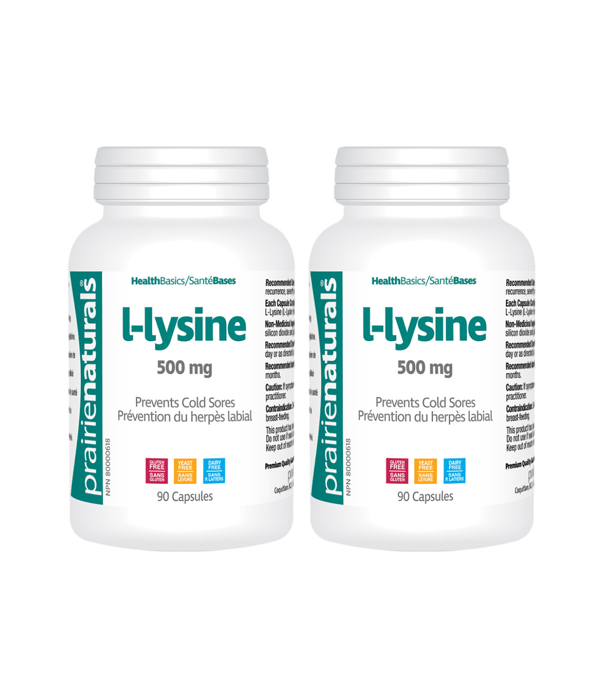 Prairie Naturals [2 FOR DEAL] L-Lysine 500 mg 90 Capsules | 매일 업데이트되는 특가 상품 | VITASHOP