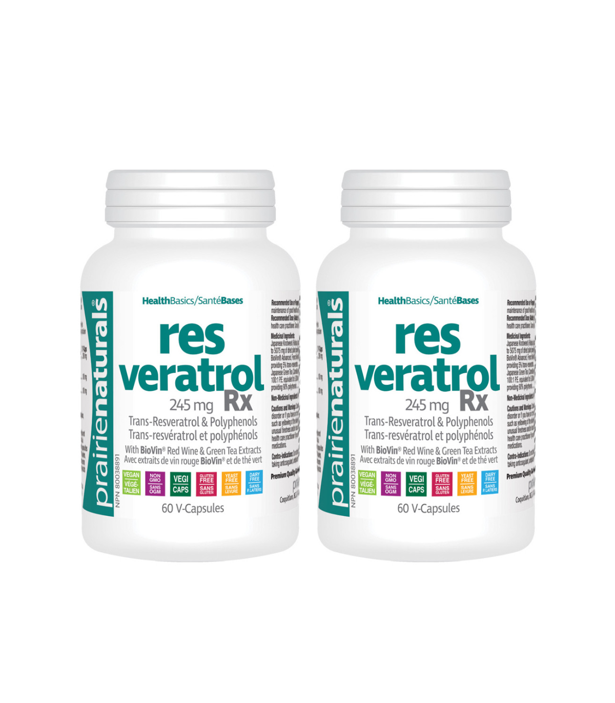 Prairie Naturals [2 FOR DEAL] Resveratrol RX 265 mg of Transresveratrol Polyphenols 60 Vegi Capsules | Unbeatable Prices, Daily 